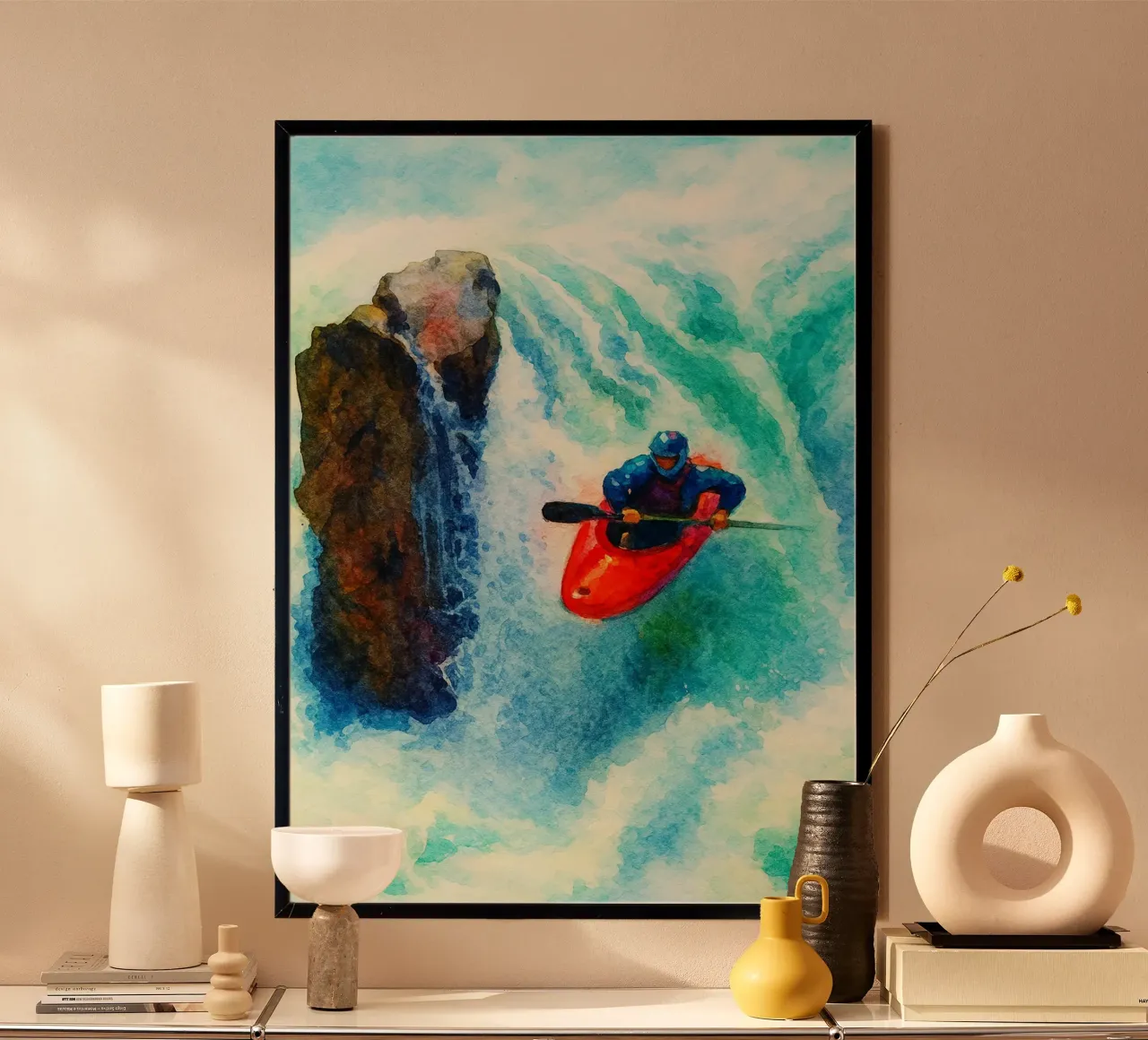 cascada buceo deporte extremo pintura poster de warsilaw