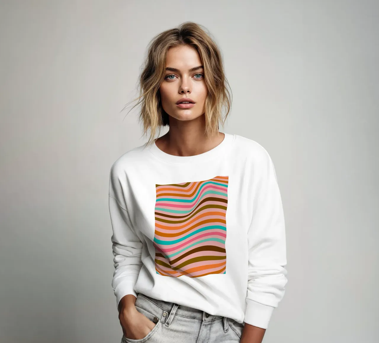 Retro Waves - Diseño lineal abstracto sudadera de Casa Calm