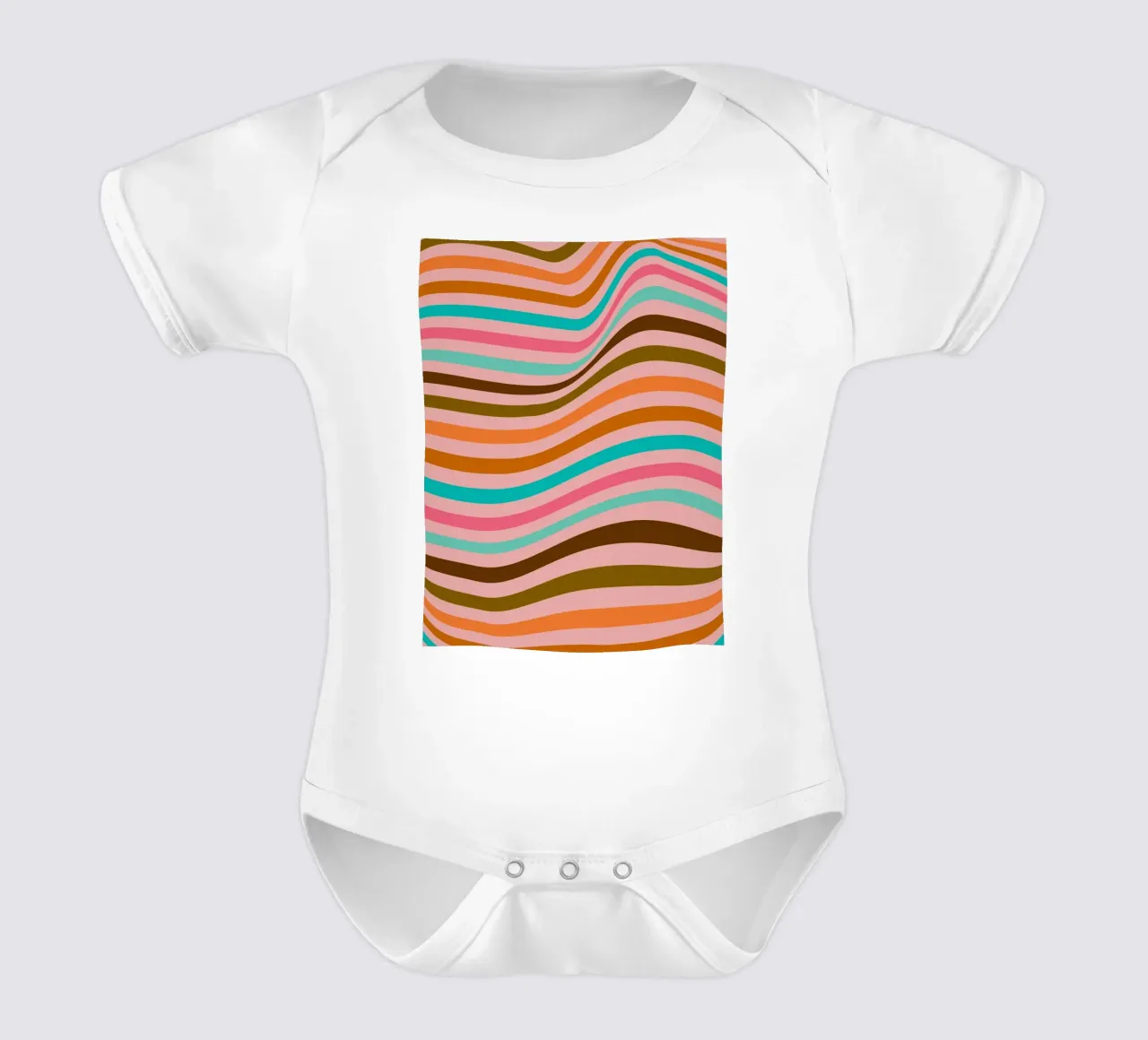 Retro Golven - Abstract lijnontwerp babyrompertje korte mouwen van Casa Calm