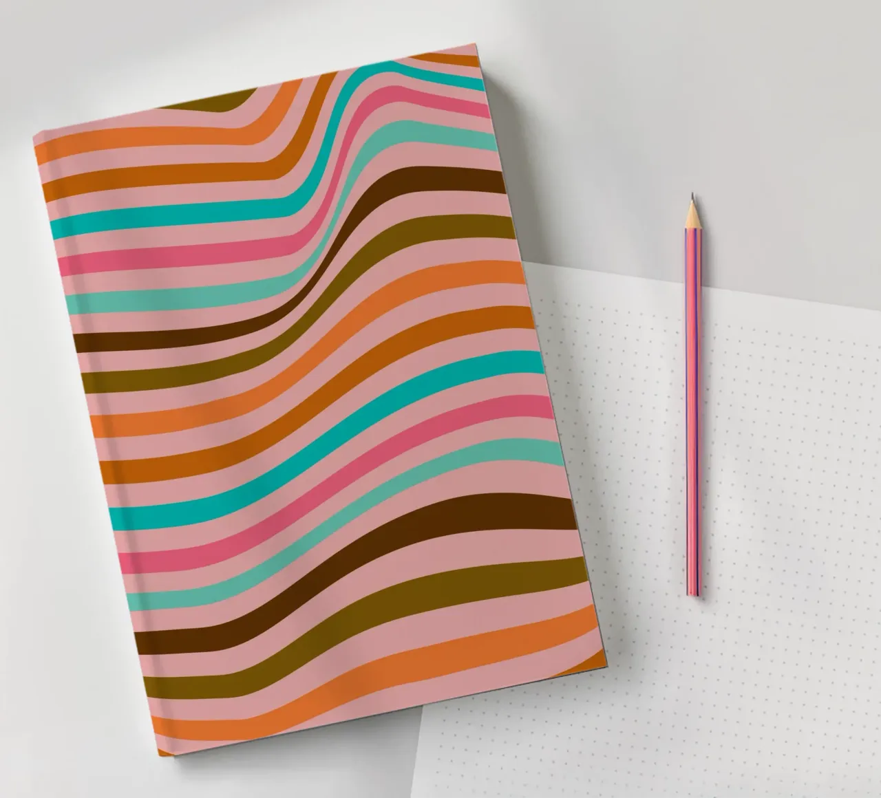 Retro Waves - Abstract line art design notebook by Casa Calm
