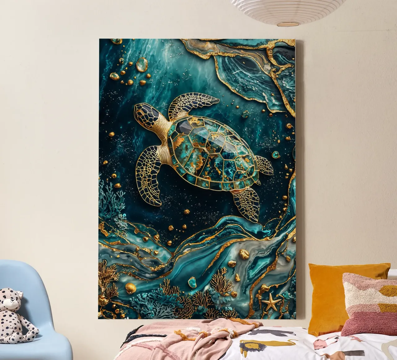Eternal Tidekeeper Kintsugi Art tela con Cornice a cassetta da Pixaverse