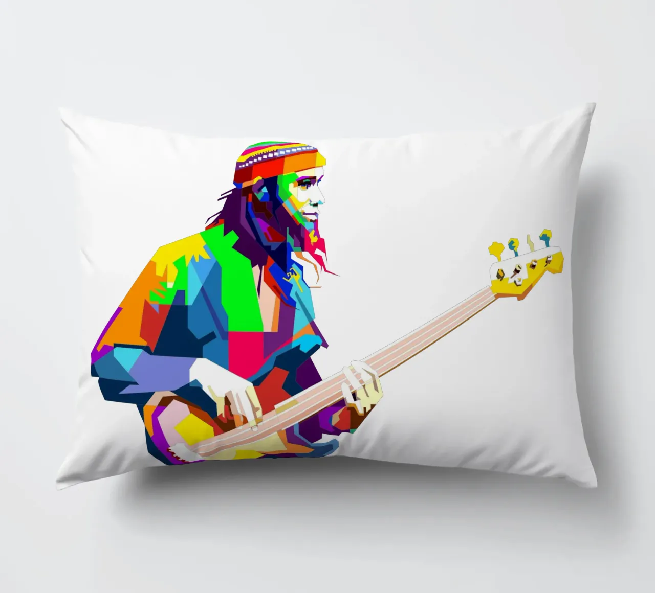 Jaco Pastorius musicista di basso jazz Art WPAP cuscino da Artkreator