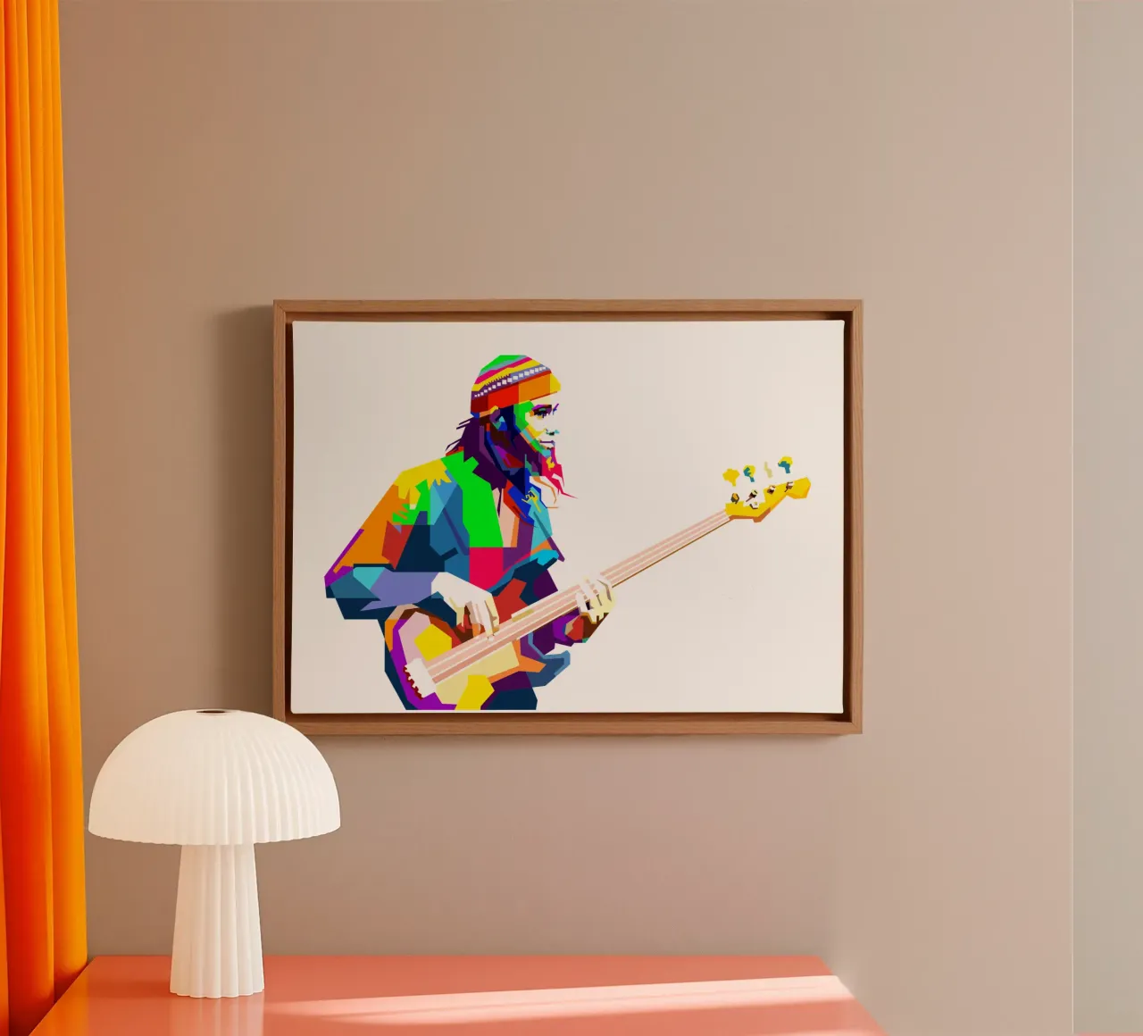 Jaco Pastorius musicista di basso jazz Art WPAP tela con Cornice a cassetta da Artkreator
