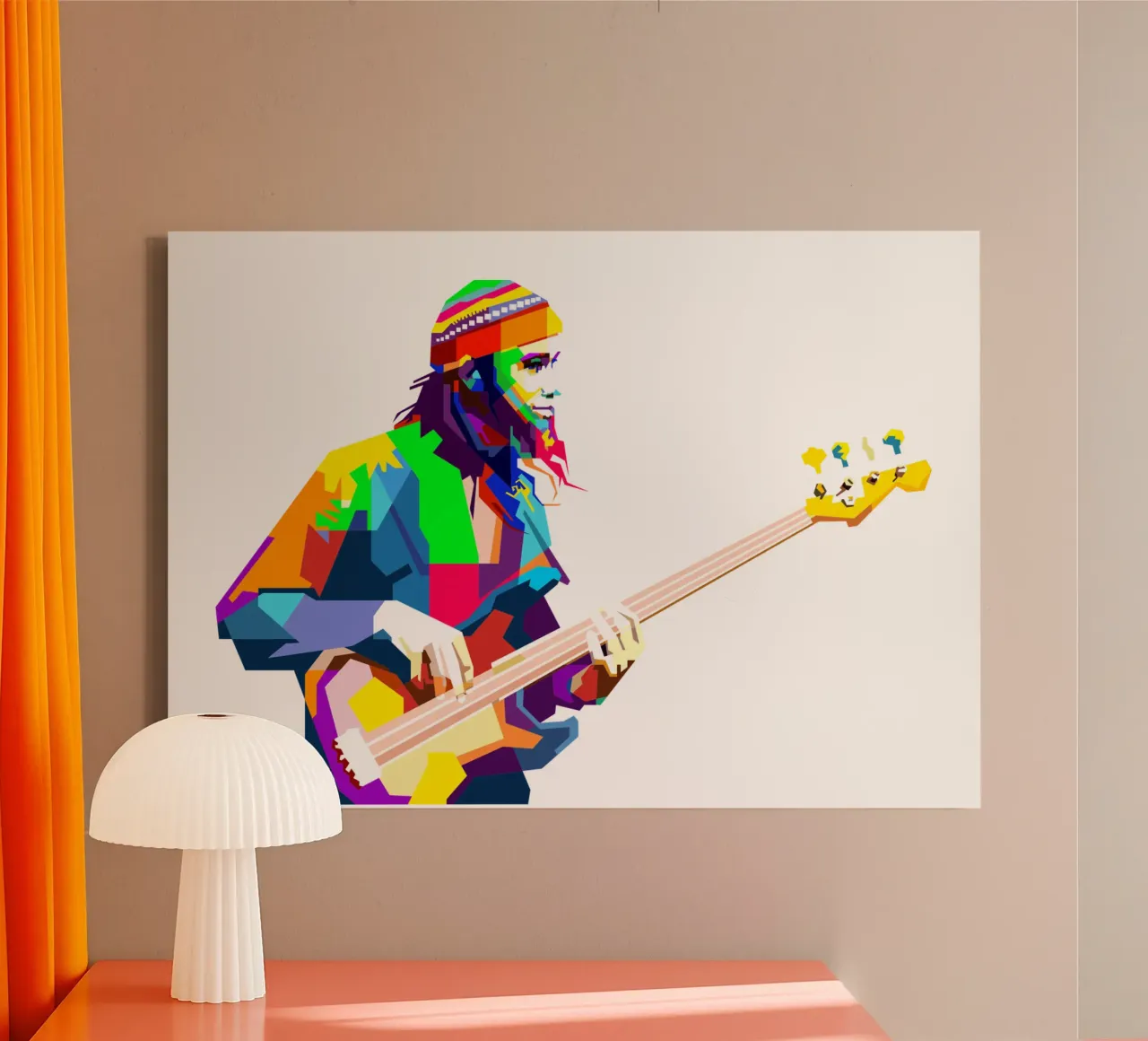 Jaco Pastorius musicista di basso jazz Art WPAP tela con Cornice a cassetta da Artkreator