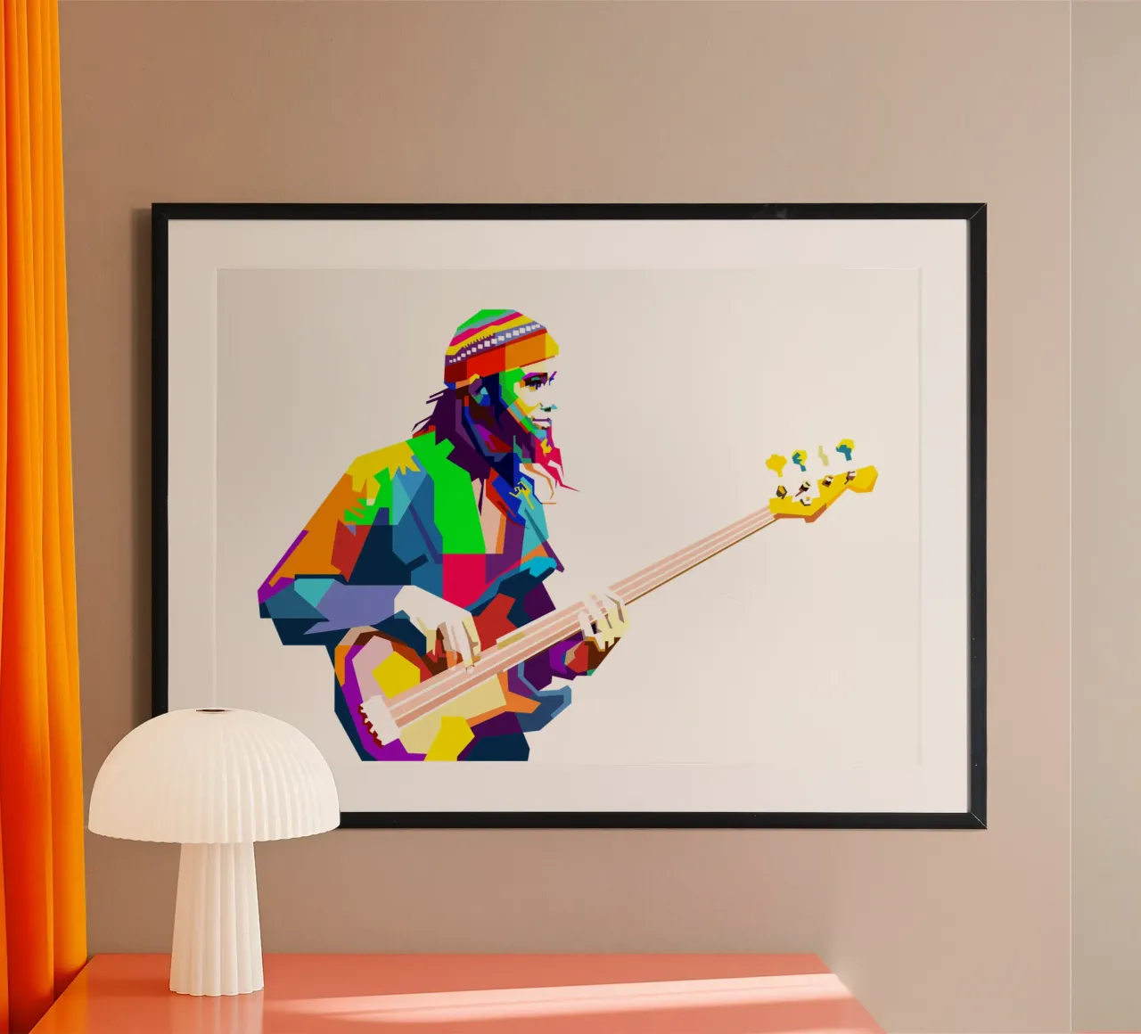 Jaco Pastorius musicista di basso jazz Art WPAP poster con telaio in alluminio da Artkreator