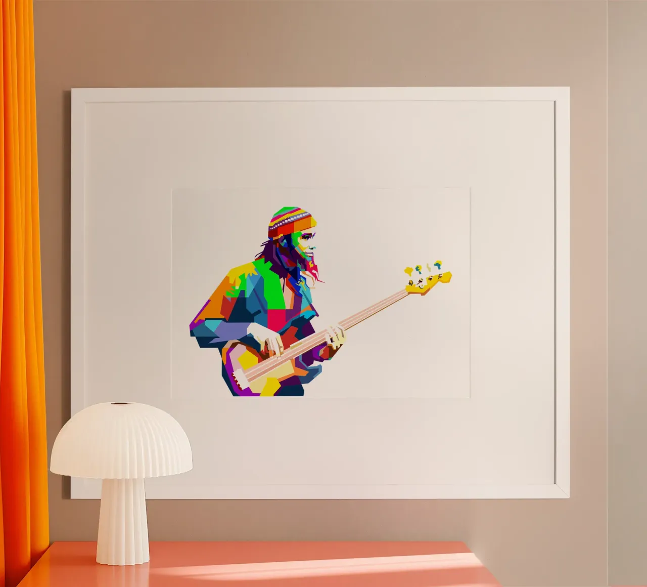 Jaco Pastorius musicista di basso jazz Art WPAP poster con telaio in alluminio da Artkreator