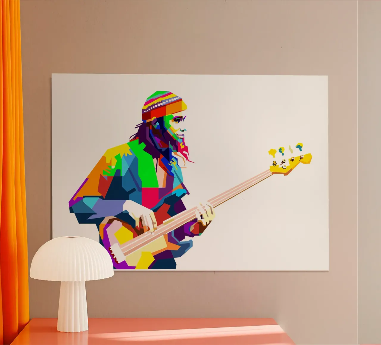 Jaco Pastorius musicista di basso jazz Art WPAP poster con telaio in alluminio da Artkreator
