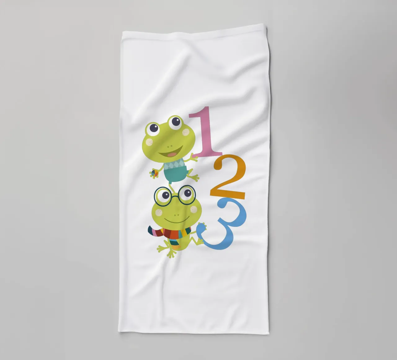 Froggy Counting Fun 1, 2, 3! towel by JaySan Studio