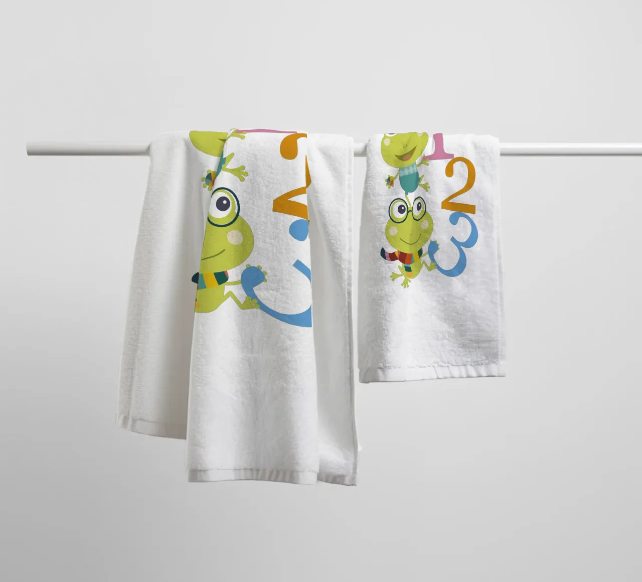 Froggy Counting Fun 1, 2, 3! towel by JaySan Studio