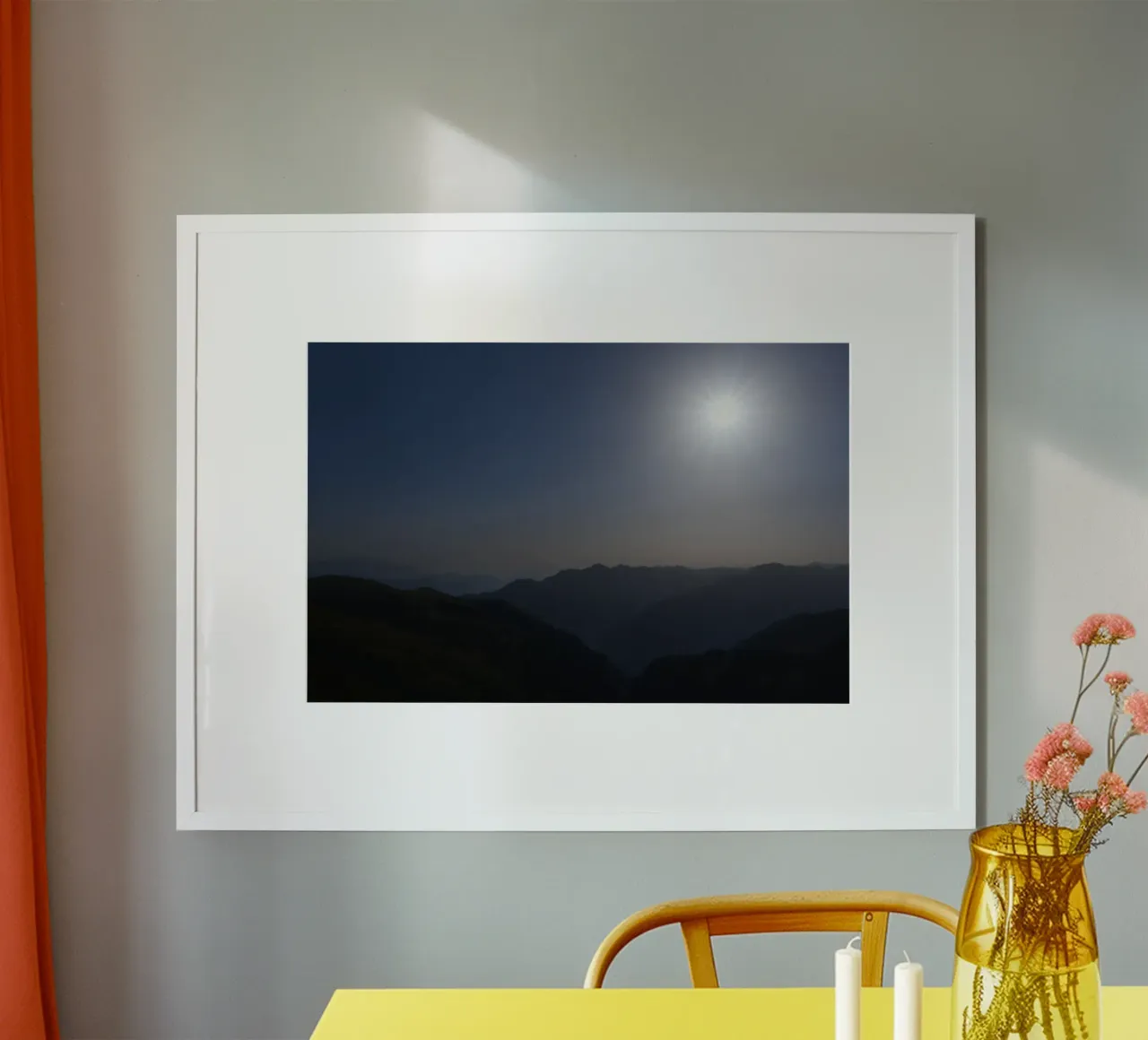 L'alba nelle Alpi poster con telaio in legno da katharinab