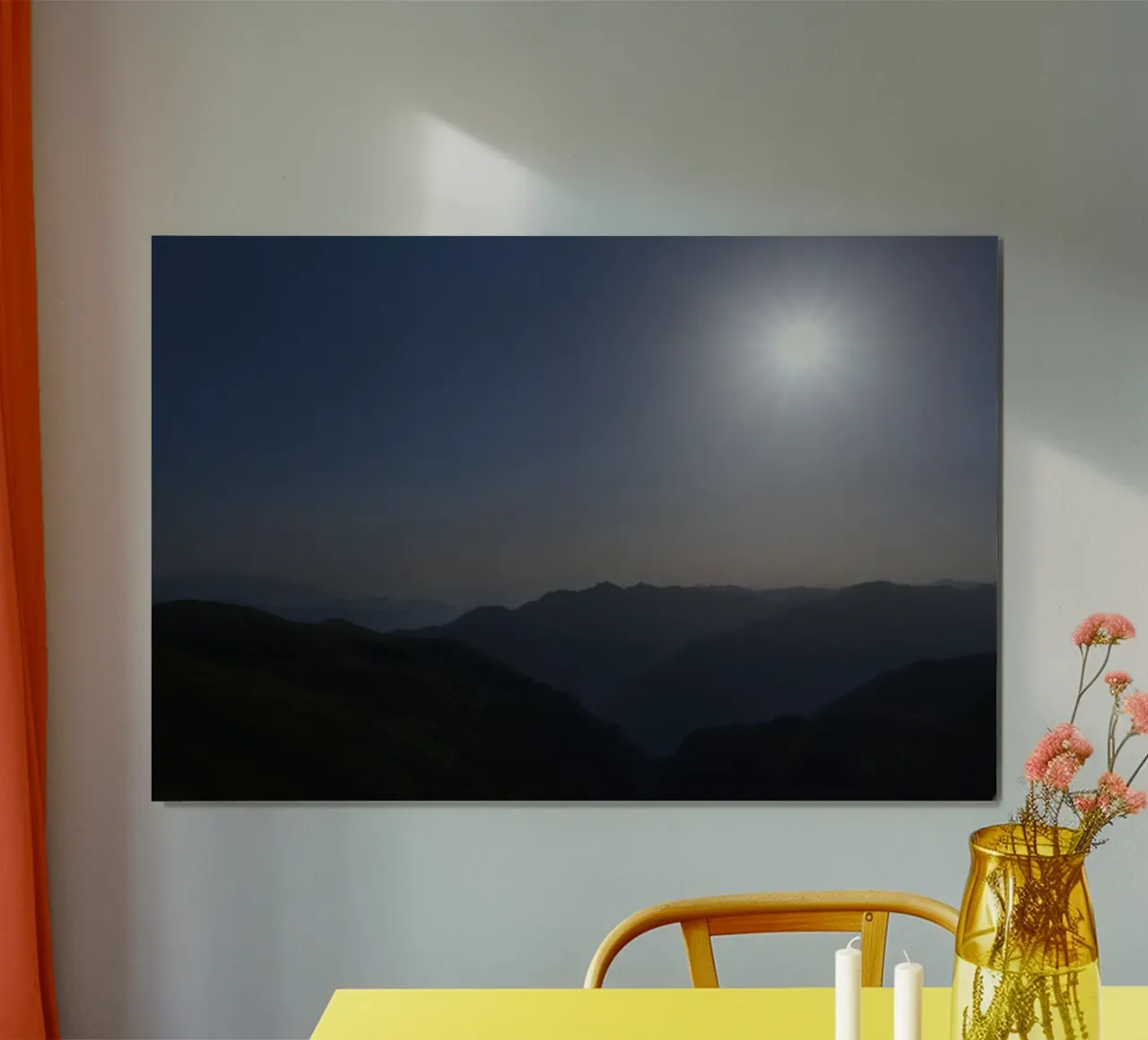 L'alba nelle Alpi poster con telaio in legno da katharinab