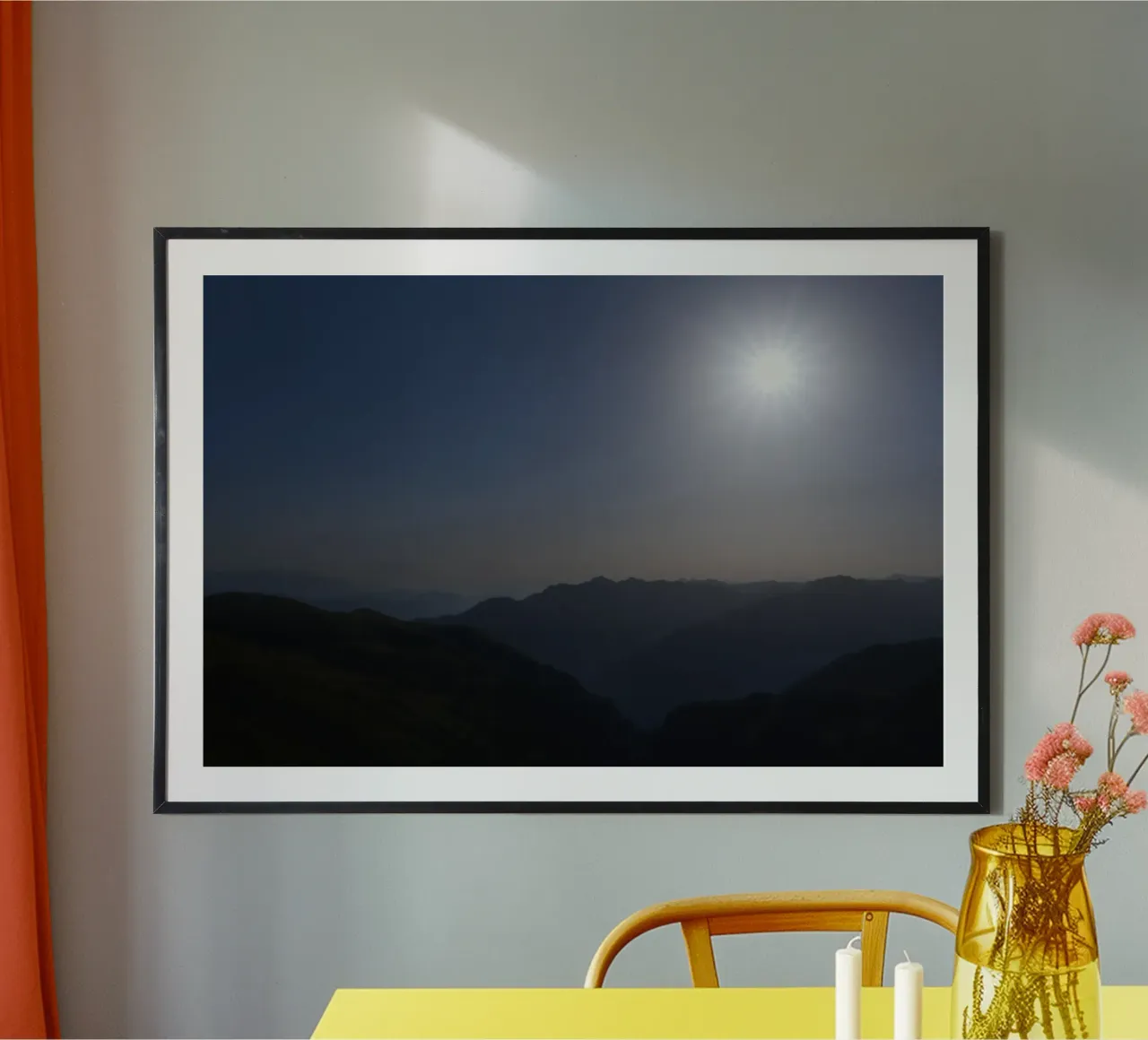 L'alba nelle Alpi poster con telaio in legno da katharinab
