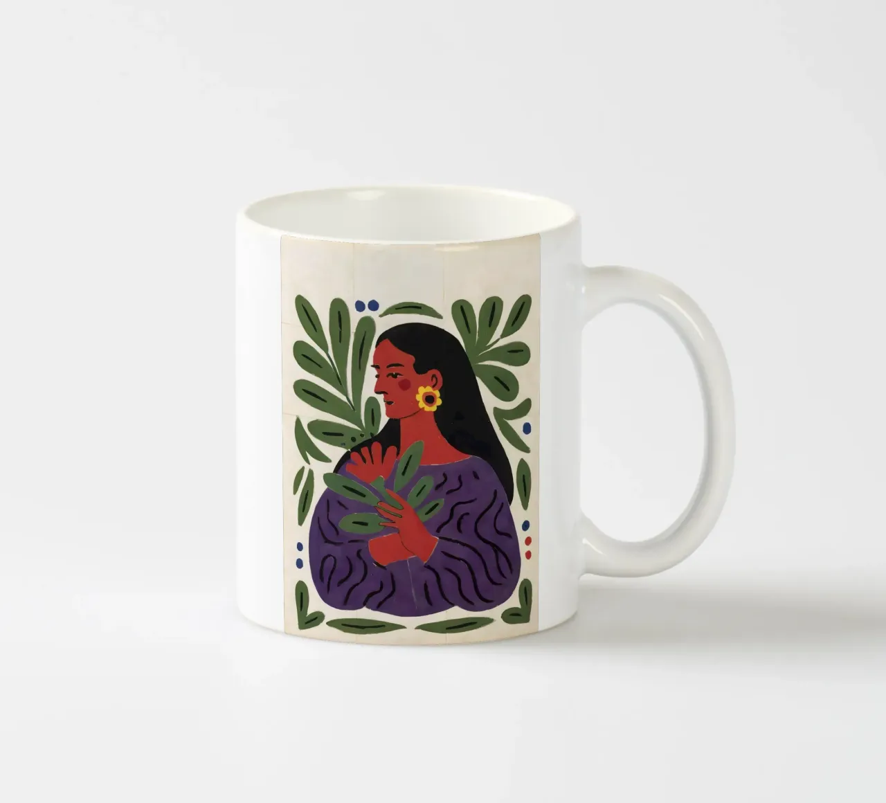 Illustrazione femminile moderna in stile Matisse tazza in ceramica da Studio Sori