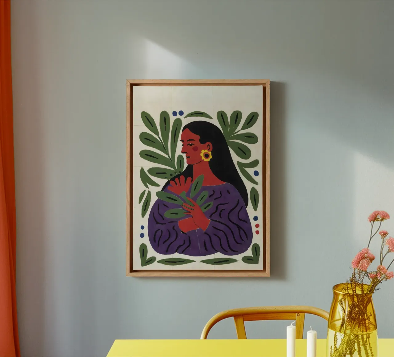 Moderne vrouwenillustratie in Matisse-stijl canvas met Baklijst van Studio Sori