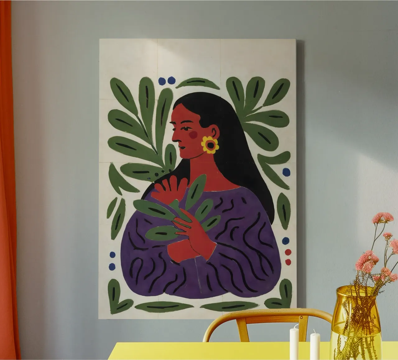 Moderne vrouwenillustratie in Matisse-stijl canvas met Baklijst van Studio Sori