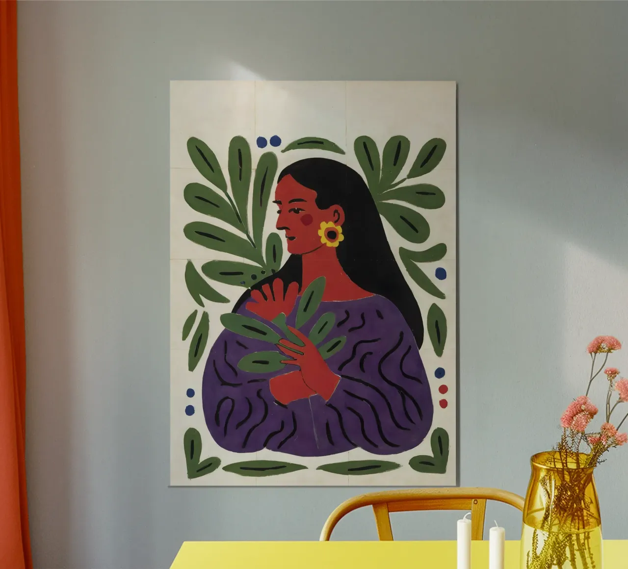 Illustrazione femminile moderna in stile Matisse poster con telaio in alluminio da Studio Sori