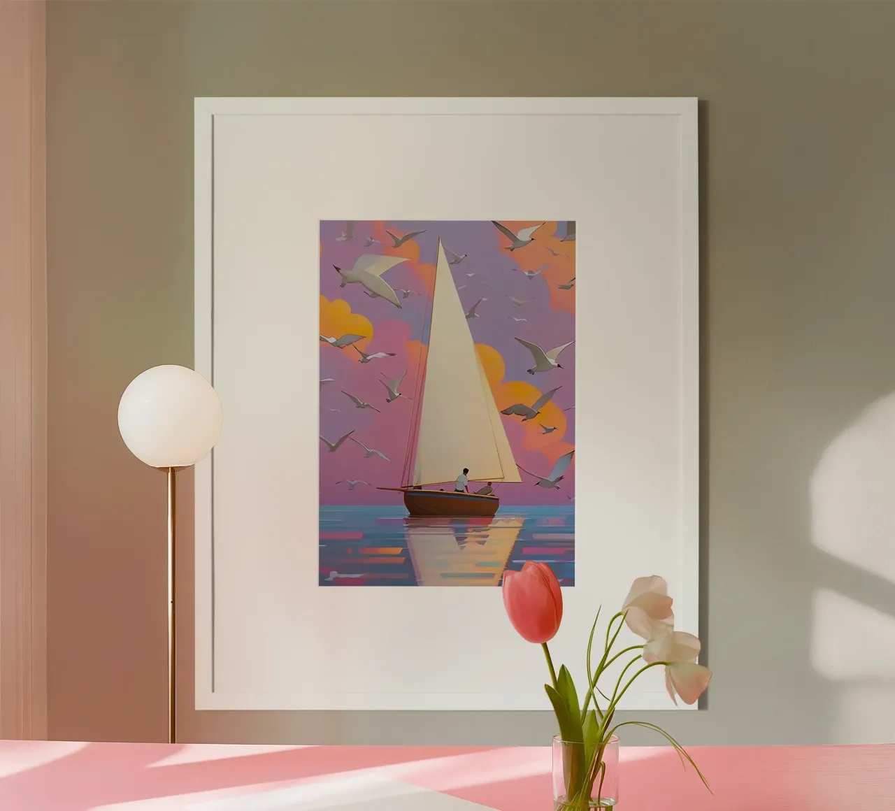boat bird poster con telaio in alluminio da lily