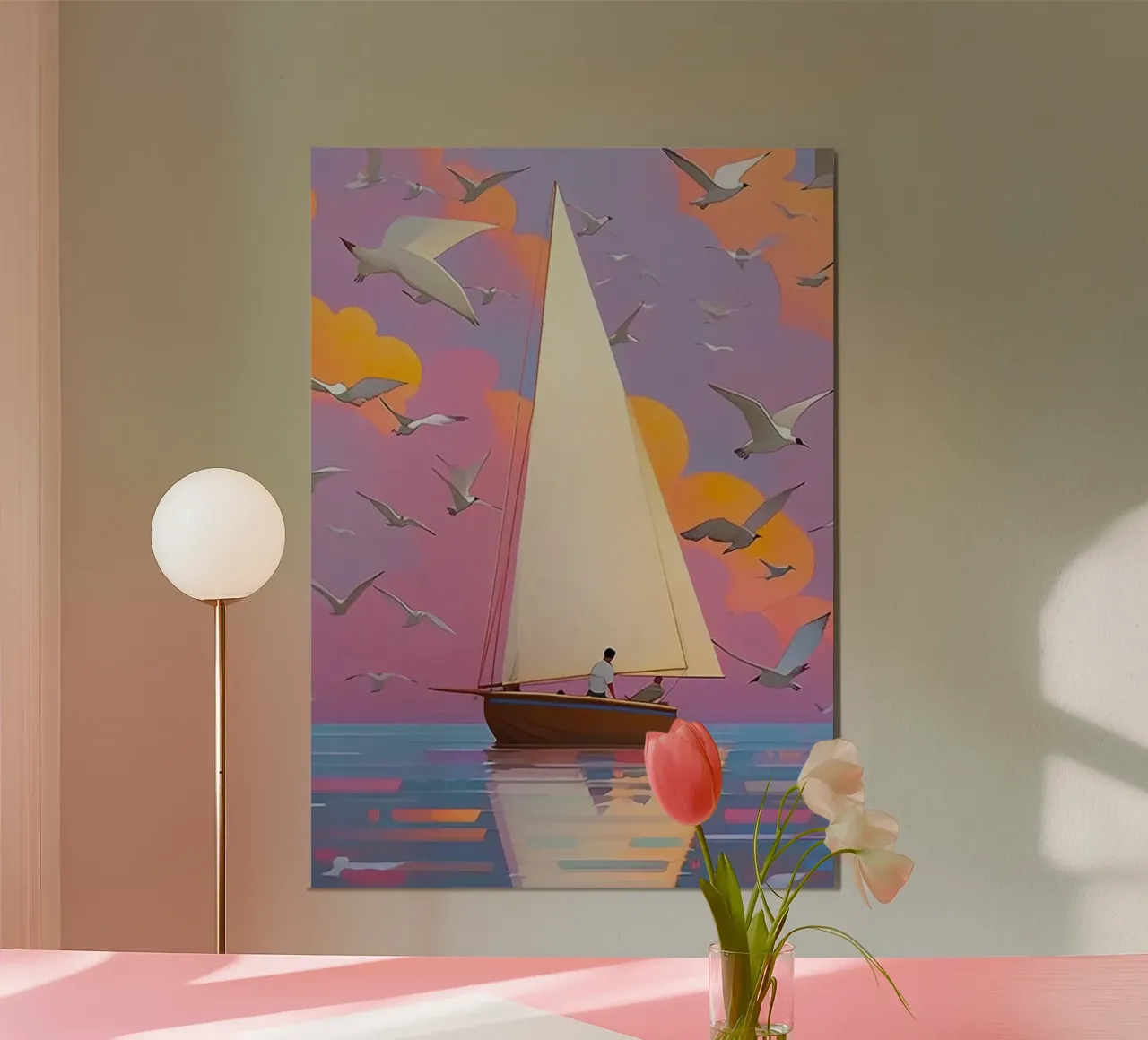 boat bird poster con telaio in alluminio da lily