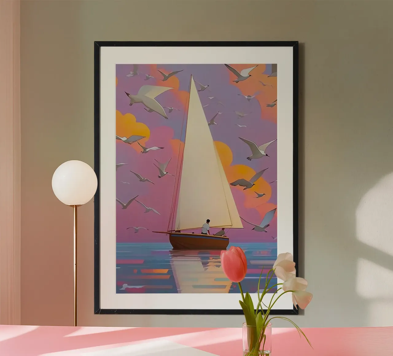 boat bird poster con telaio in alluminio da lily