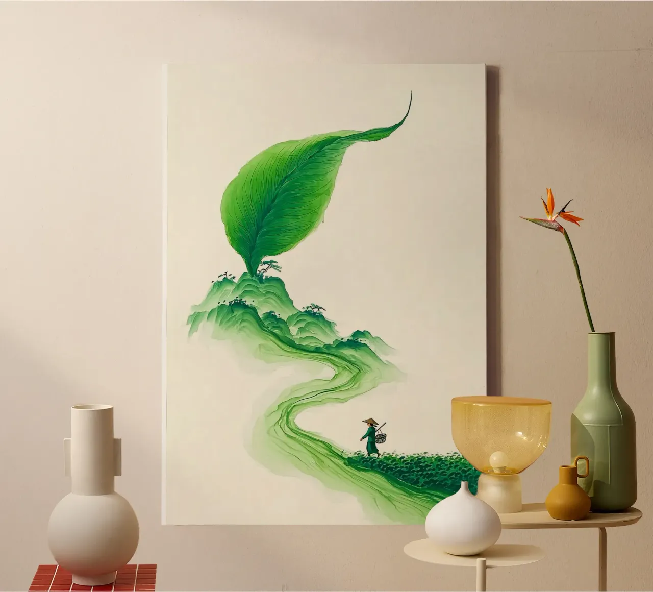 curve green canvas met Baklijst van Good days