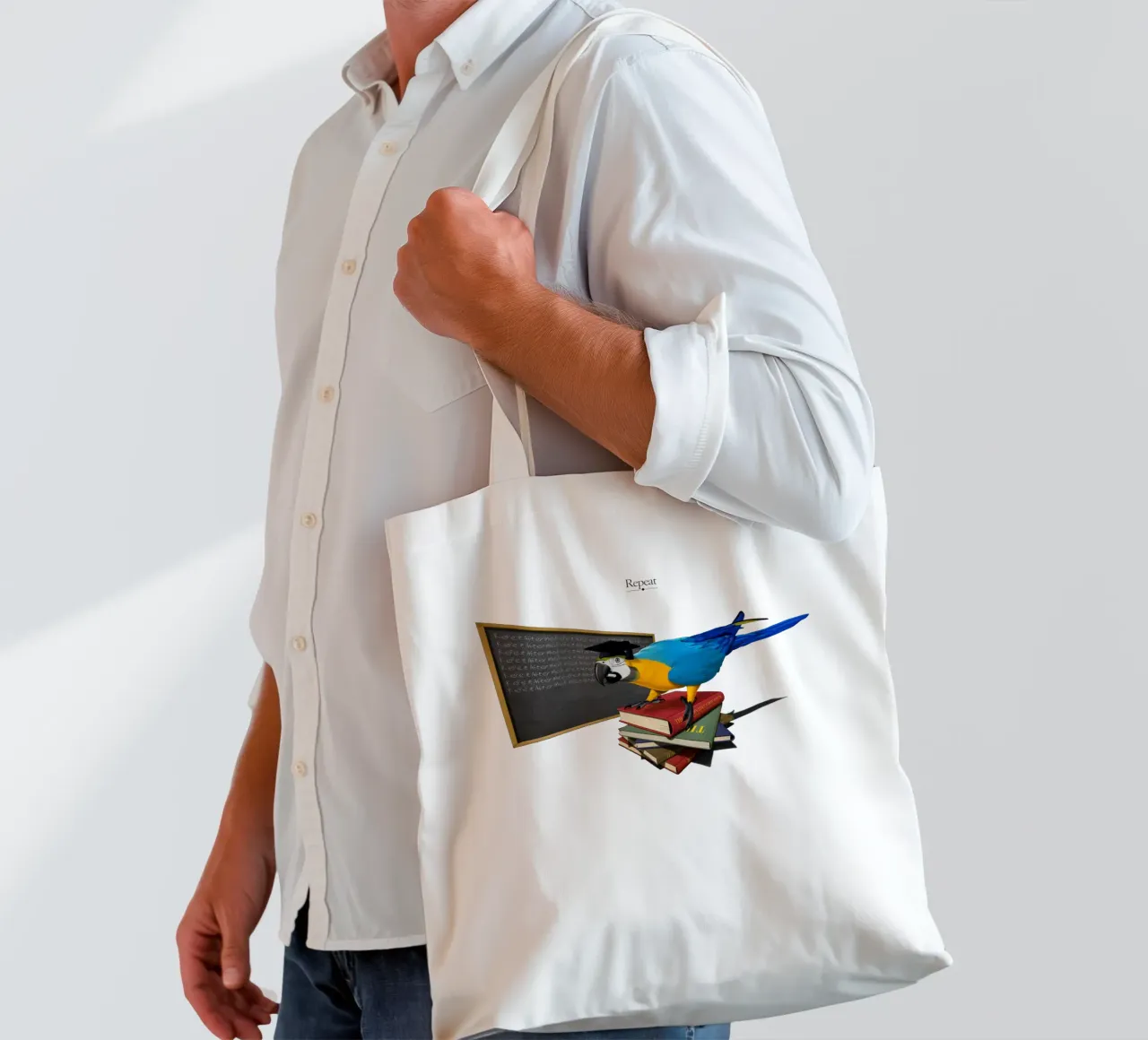 Repeat (Titled) borsa in juta da Rob Art | Illustration