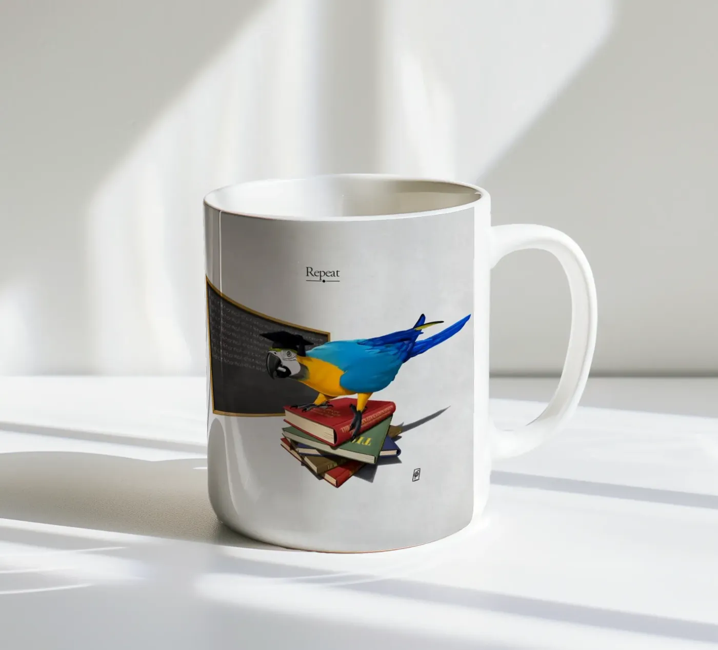 Repeat (Titled) ceramic mug by Rob Art | Illustration