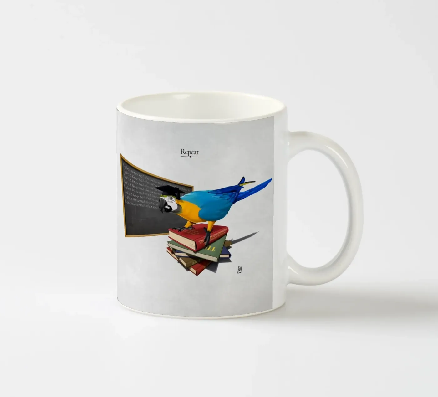 Repeat (Titled) ceramic mug by Rob Art | Illustration