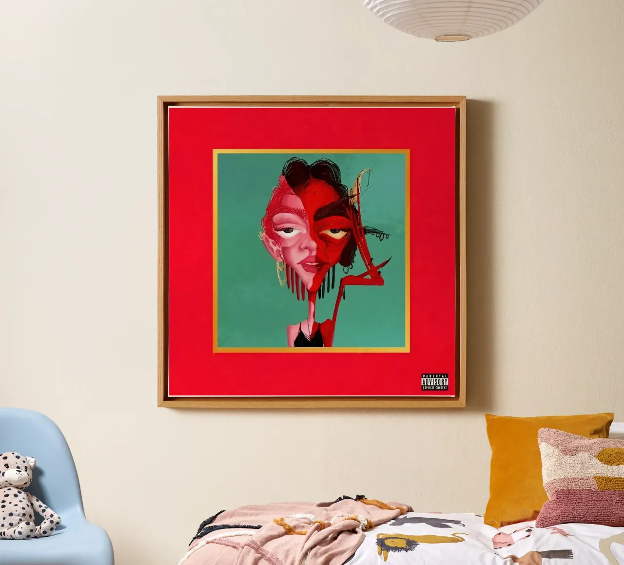 my beautiful dark twisted fantasy devil canvas with Floater frame by martina