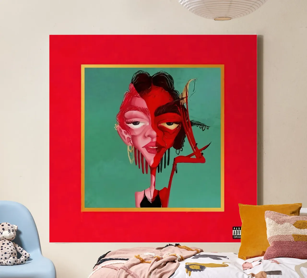 my beautiful dark twisted fantasy devil canvas with Floater frame by martina