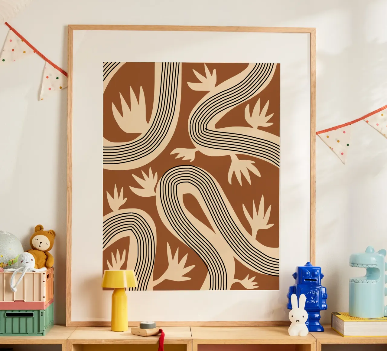 Linee organiche 04 poster con telaio in alluminio da Little Dean