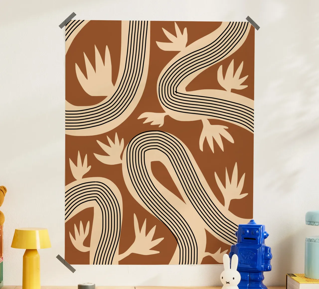 Linee organiche 04 poster con telaio in alluminio da Little Dean