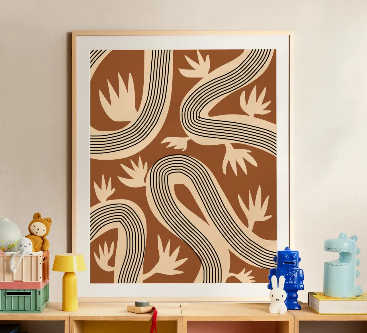 Linee organiche 04 poster con telaio in alluminio da Little Dean