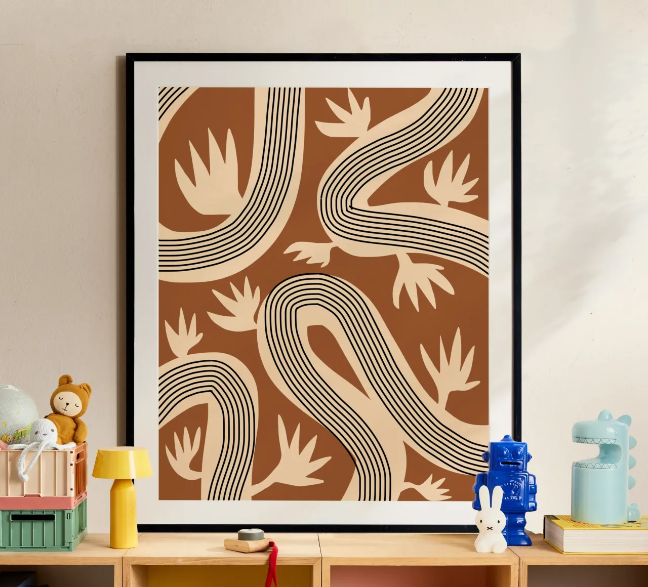 Linee organiche 04 poster con telaio in alluminio da Little Dean