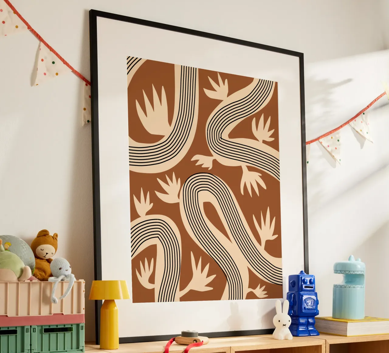 Linee organiche 04 poster con telaio in alluminio da Little Dean