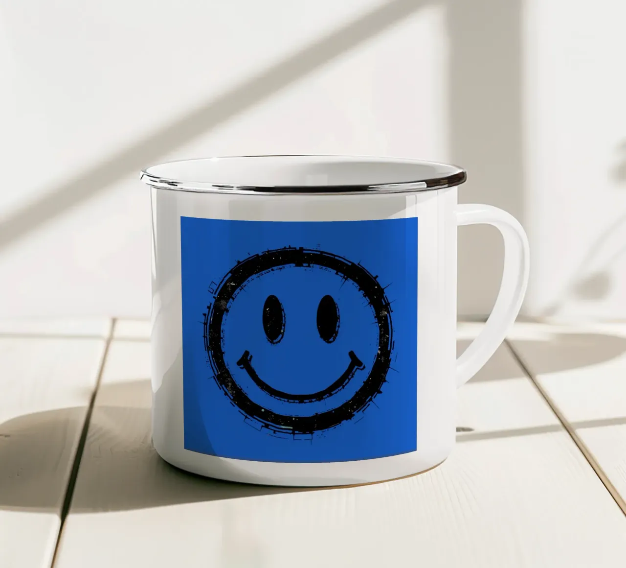 Emoji_StilA_blau1 tazza in smalto da AI-Portraits by LK