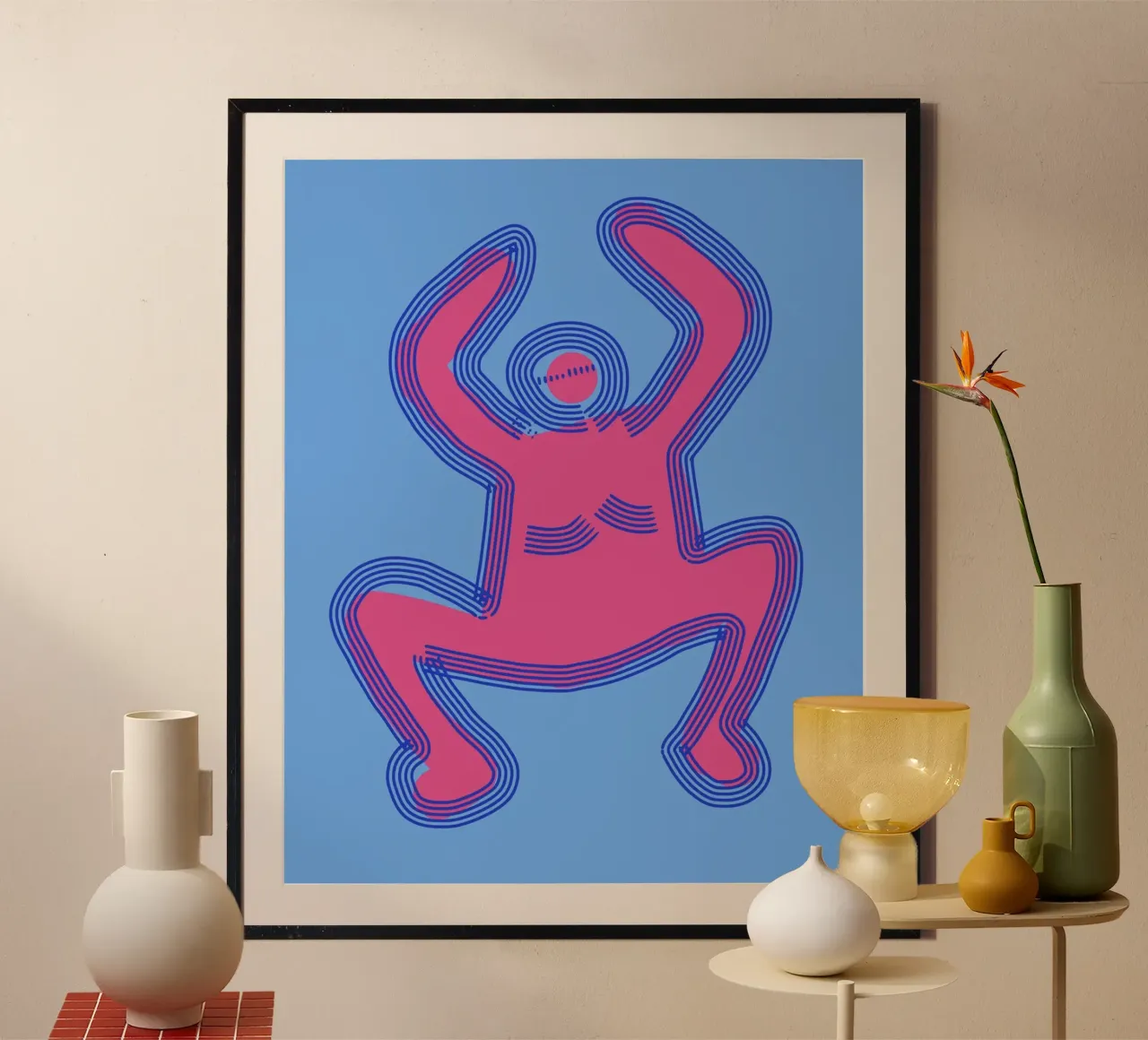 Popping groovy 04 poster con telaio in legno da Little Dean
