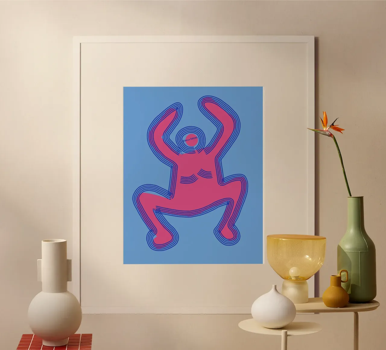 Popping groovy 04 poster con telaio in legno da Little Dean