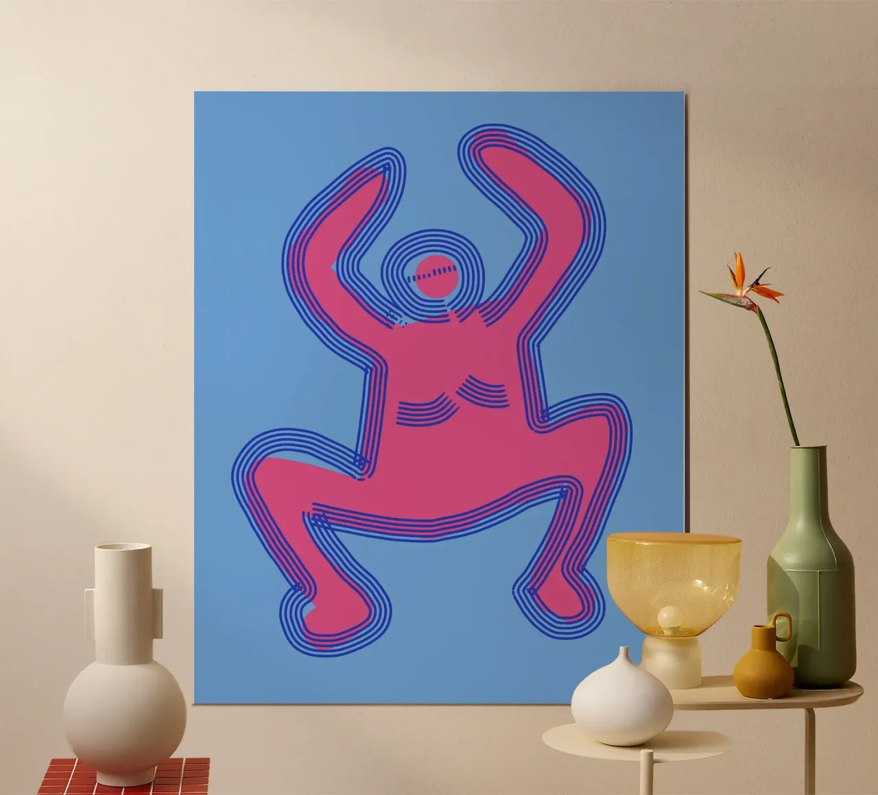 Popping groovy 04 poster con telaio in legno da Little Dean