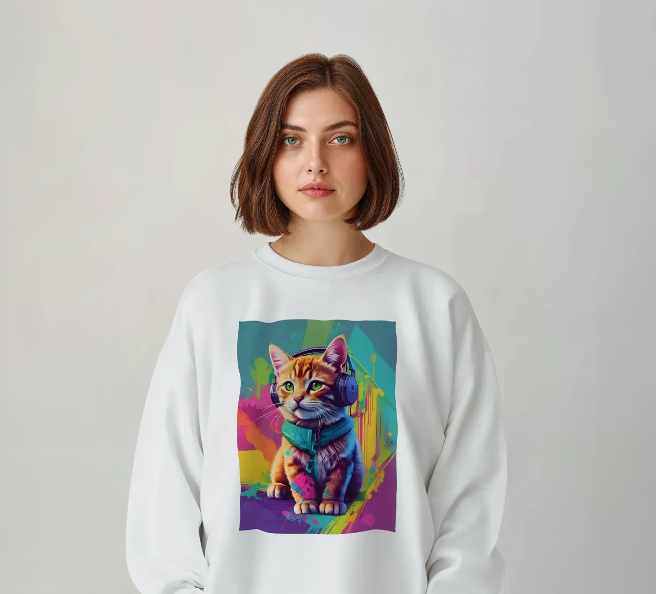 Little cat with headphones wpap sweatshirt by MakArena