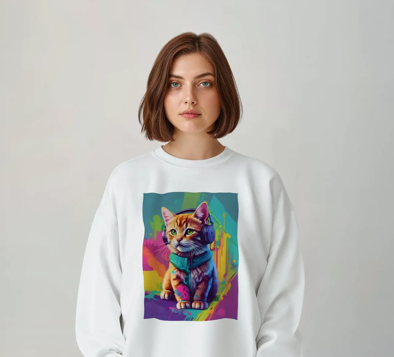 Piccolo gatto con cuffie wpap felpa da MakArena