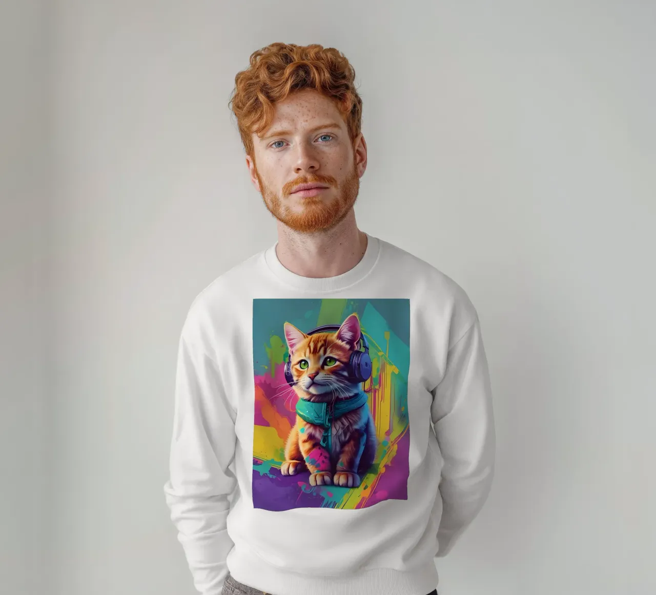 Little cat with headphones wpap sweatshirt by MakArena