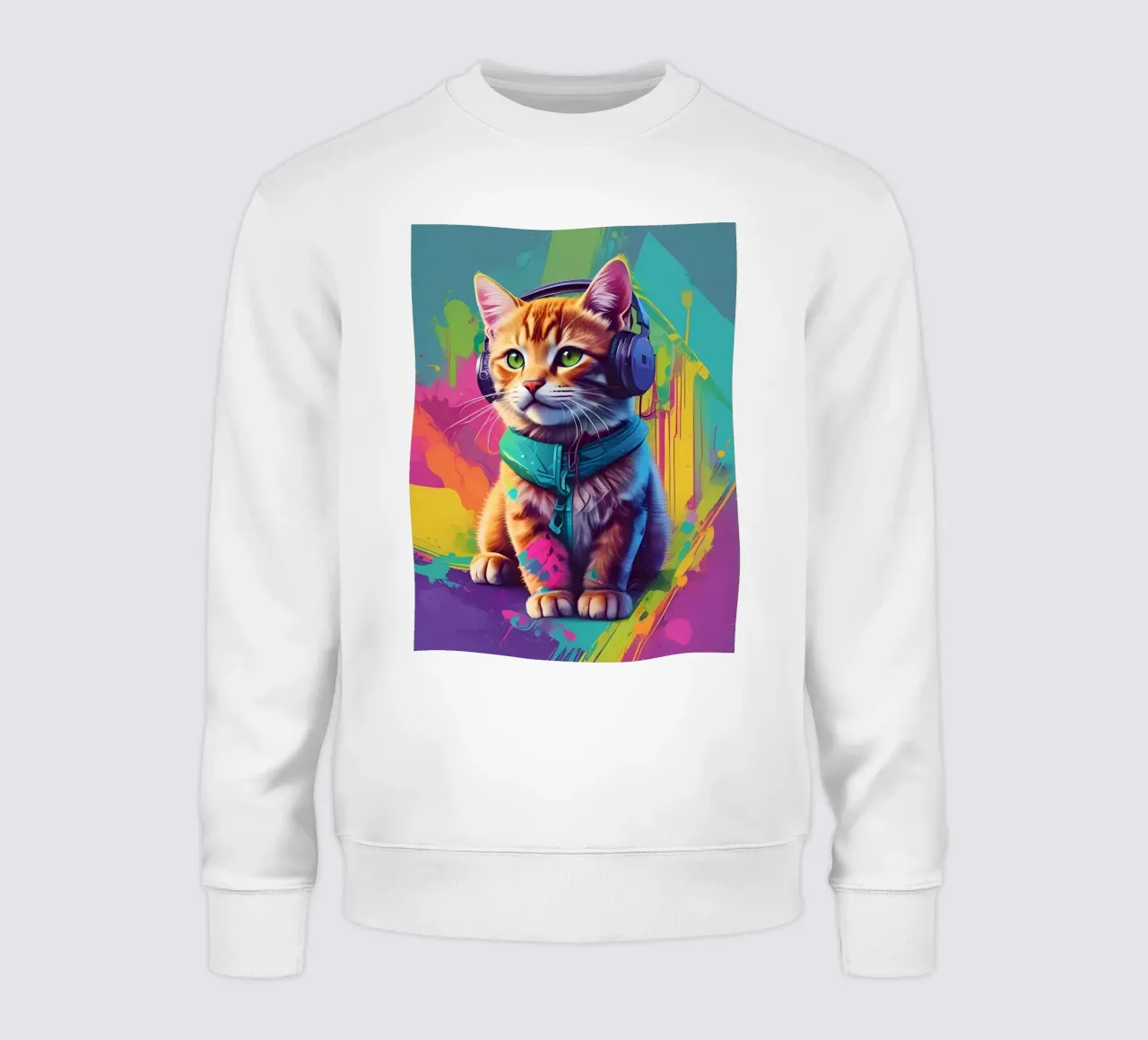 Little cat with headphones wpap sweatshirt by MakArena