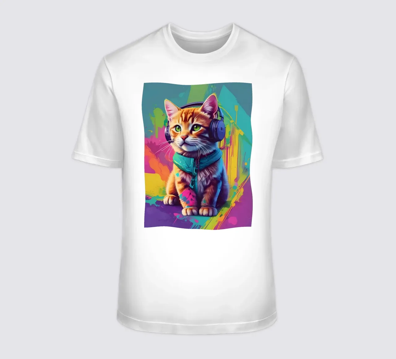 Piccolo gatto con cuffie wpap t-shirt da MakArena