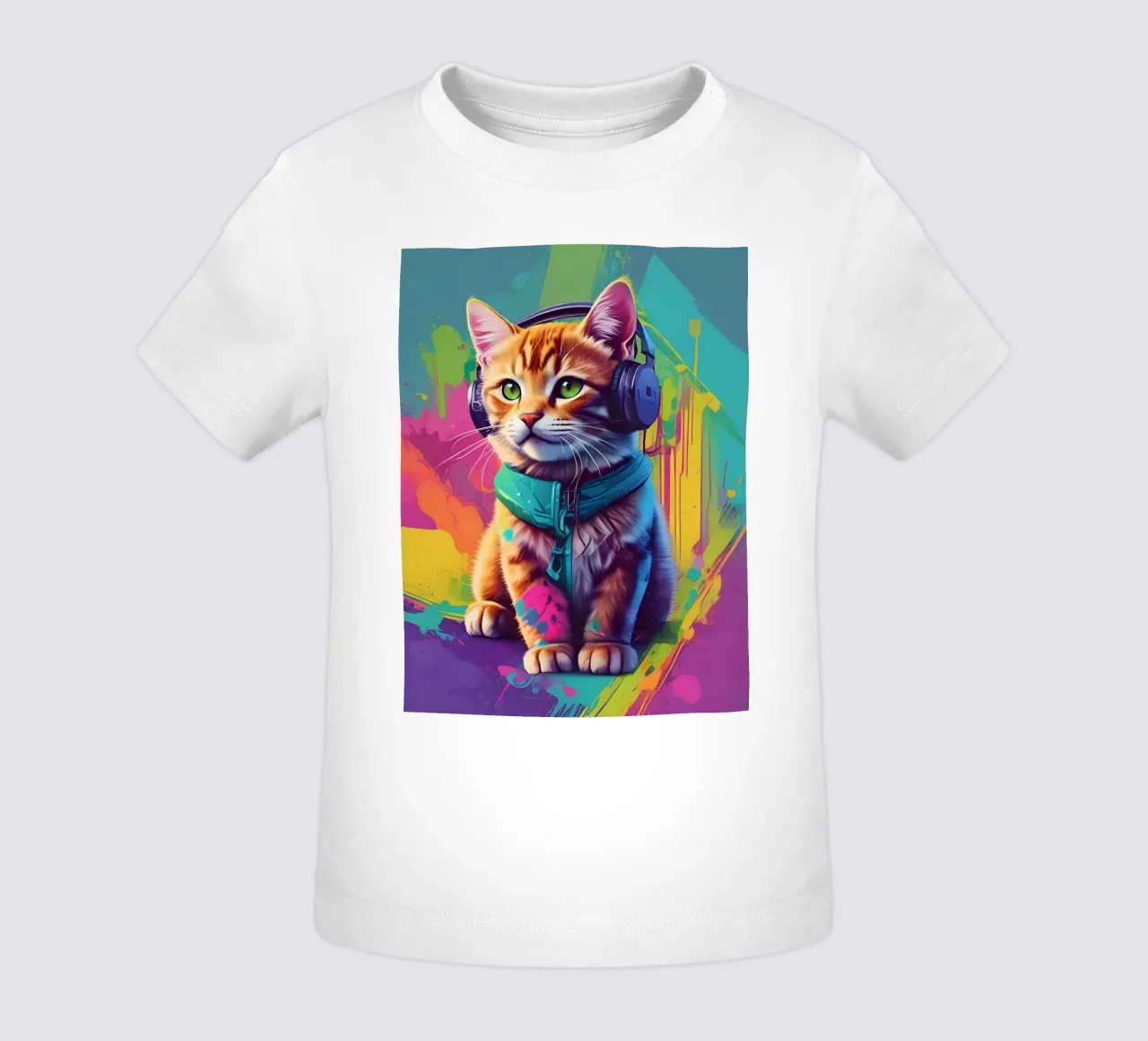 Piccolo gatto con cuffie wpap maglietta neonato da MakArena