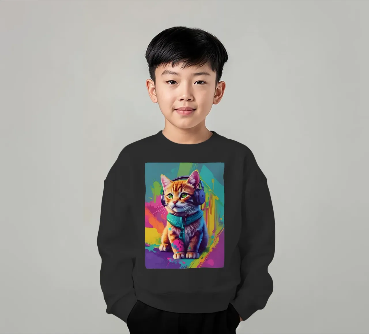Piccolo gatto con cuffie wpap felpa bambino da MakArena