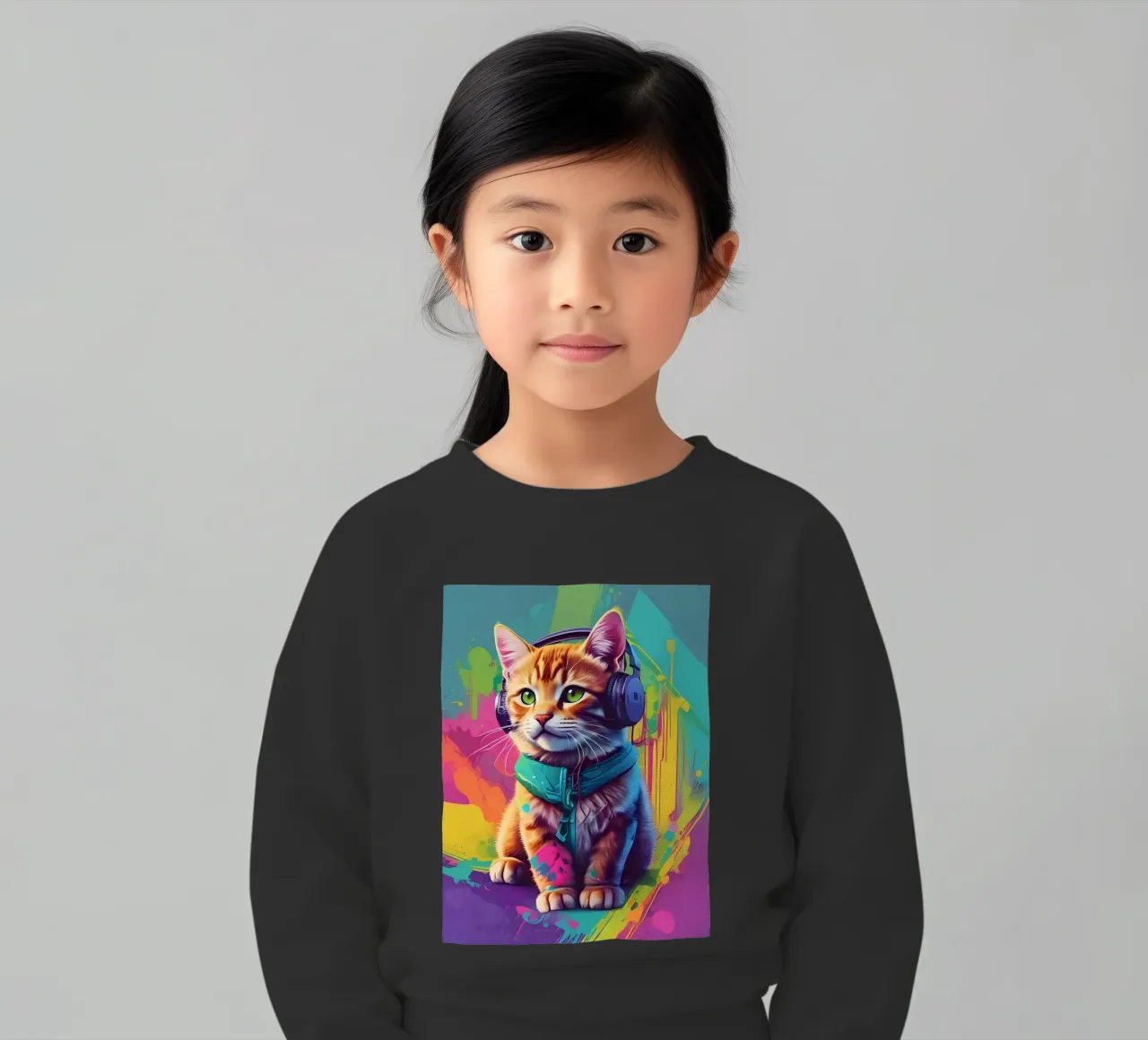 Piccolo gatto con cuffie wpap felpa bambino da MakArena