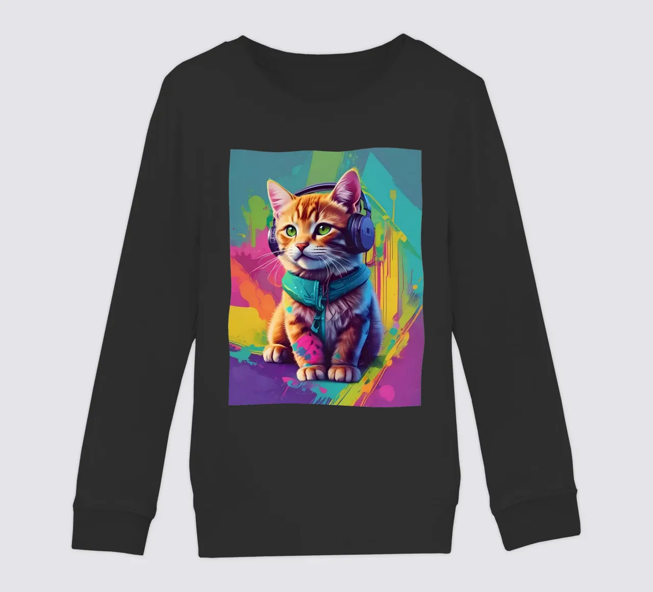 Piccolo gatto con cuffie wpap felpa bambino da MakArena