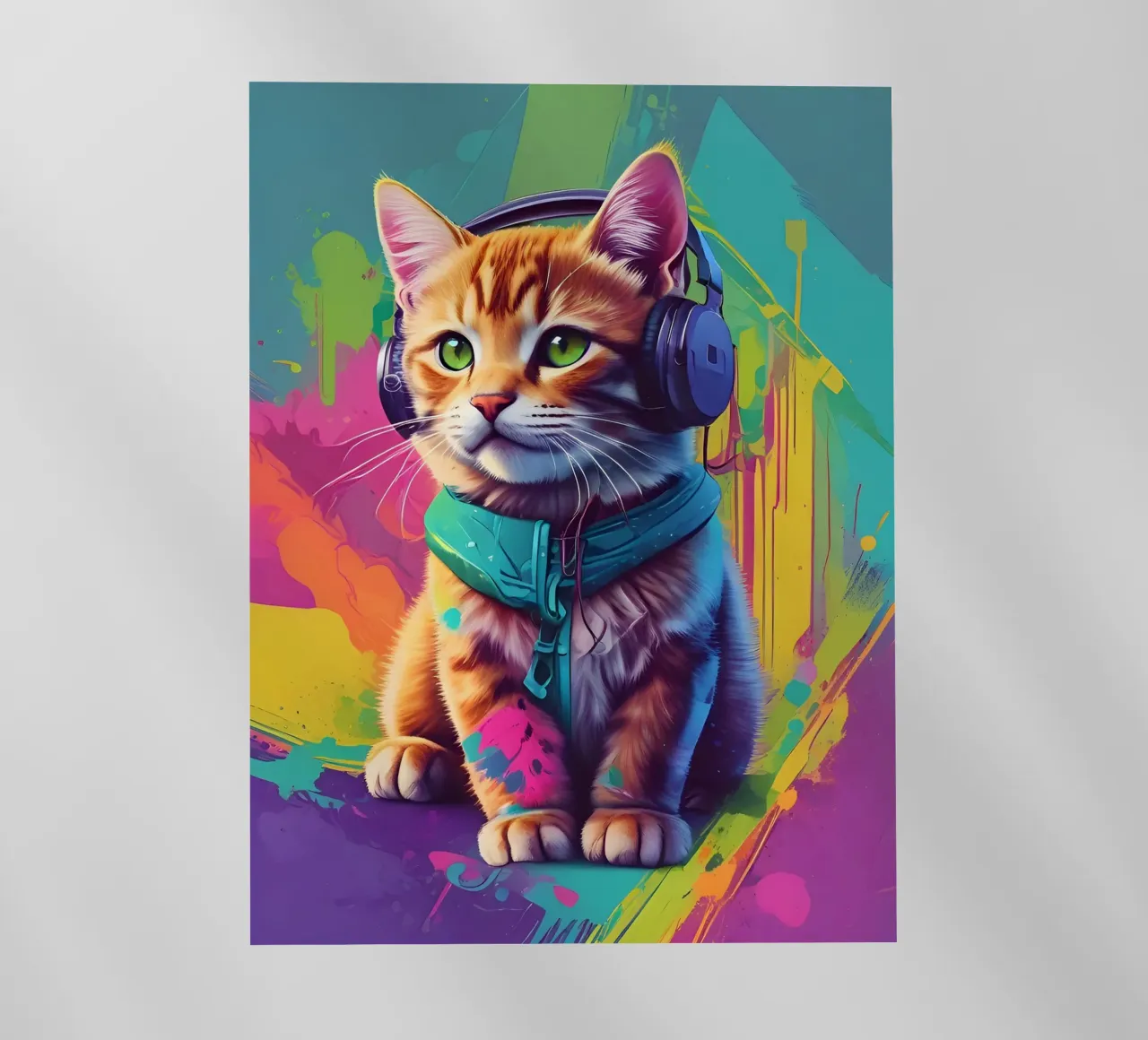 Piccolo gatto con cuffie wpap pellicola backlit da MakArena