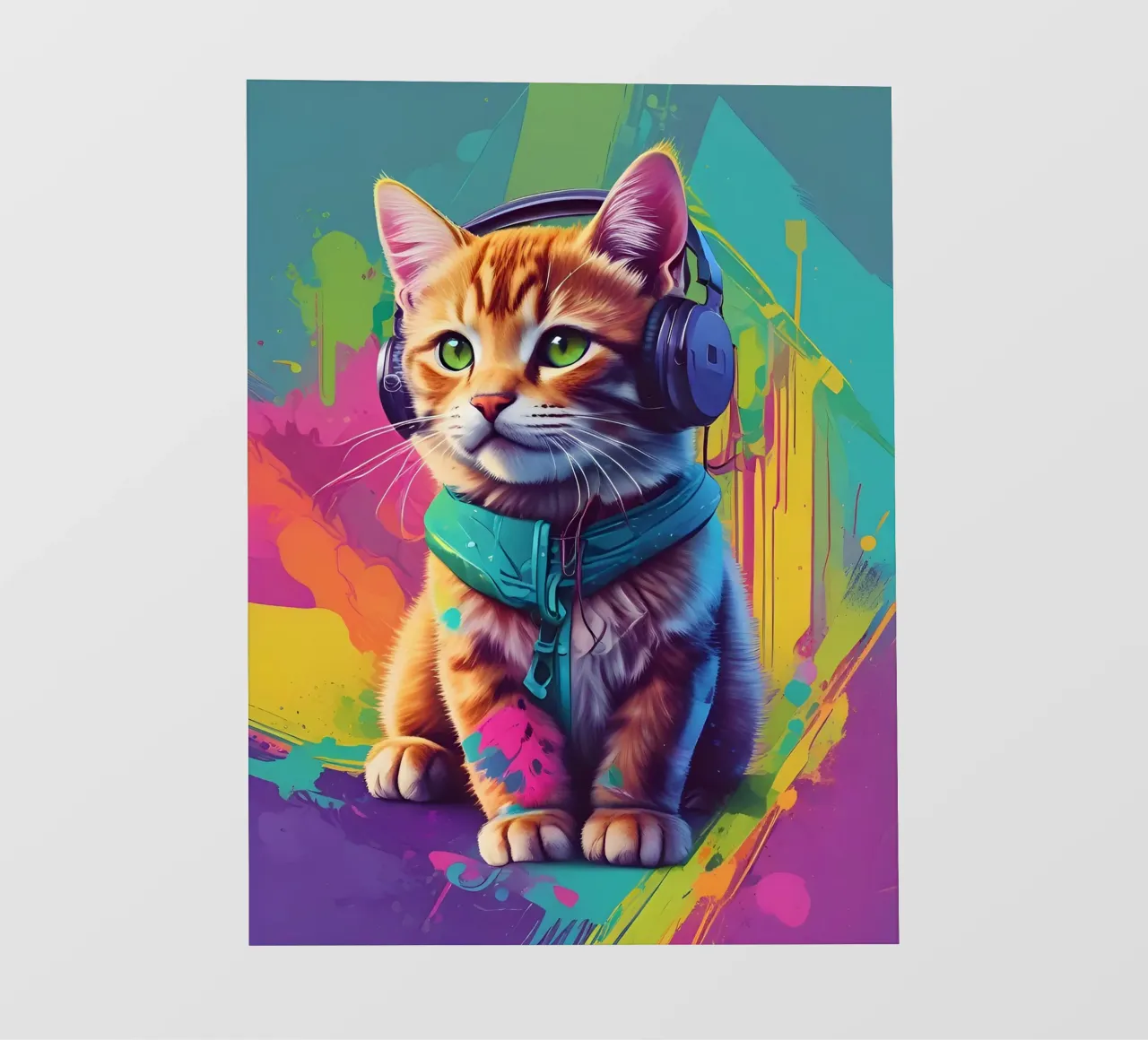 Piccolo gatto con cuffie wpap telo in pvc da MakArena