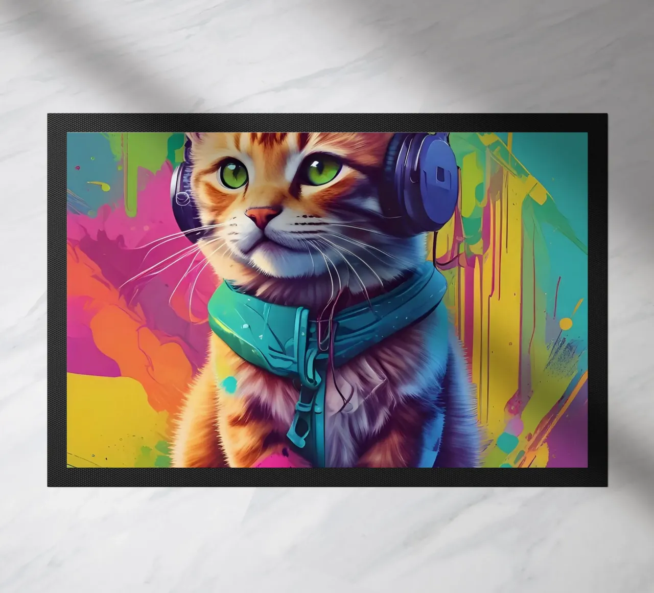 Piccolo gatto con cuffie wpap zerbino da MakArena